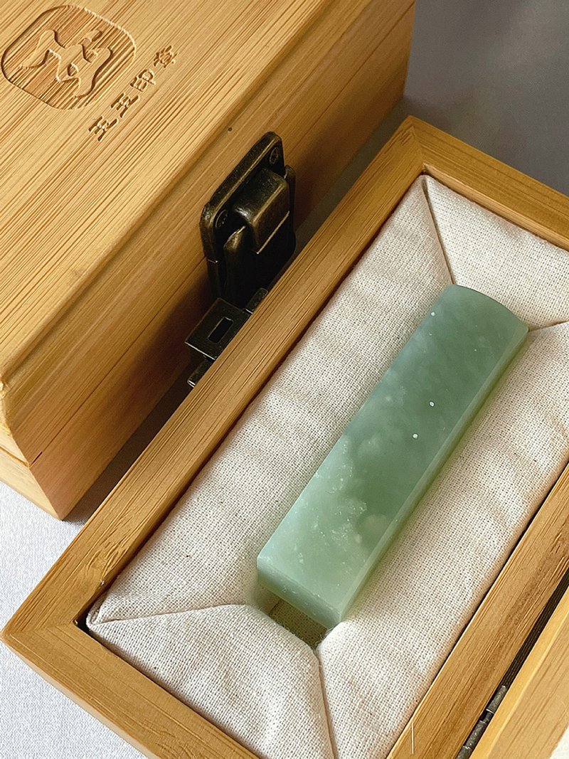 【玉玉印章】 天然冰種岫玉印章 方章系列 - 印章/印台 - 寶石 綠色