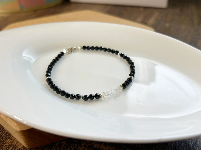 赫基蒙 黑尖晶石 925銀【黑蒙】對應所有脈輪 強力淨化 - 手鍊/手鐲 - 水晶 黑色