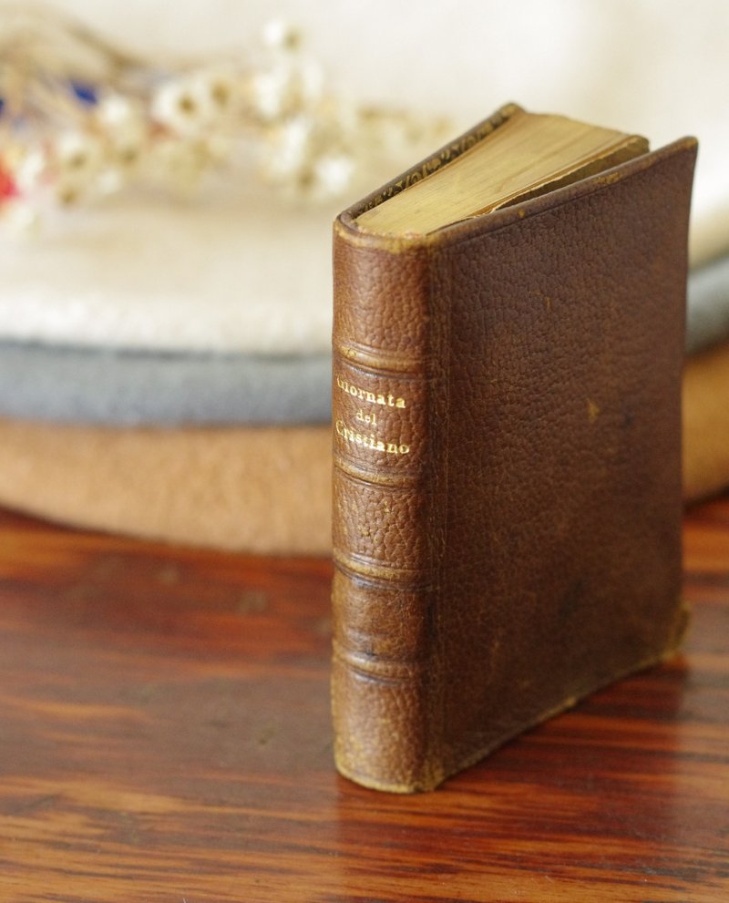 骨董真皮老書 18世紀 少見 信仰 W856 - 擺飾/家飾品 - 其他金屬 金色