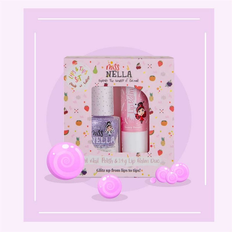 英國【Miss NELLA】兒童水性彩妝糖果罐系列2入組-泡泡糖 - 口紅/唇膏/腮紅 - 其他材質 紫色