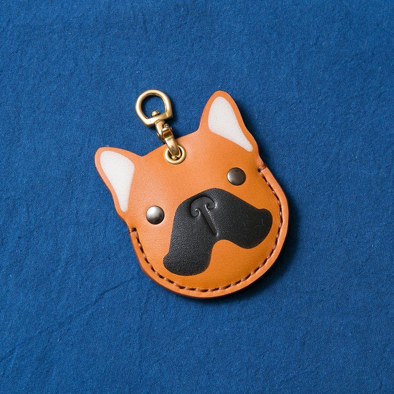 Gogoro key holster / charm (Fadou-painted yellow Brown) - Keychains - Genuine Leather Orange