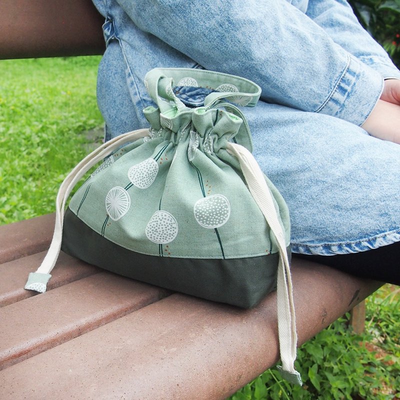 Handmade Japanese style handbag-Dandelion - Handbags & Totes - Cotton & Hemp Green