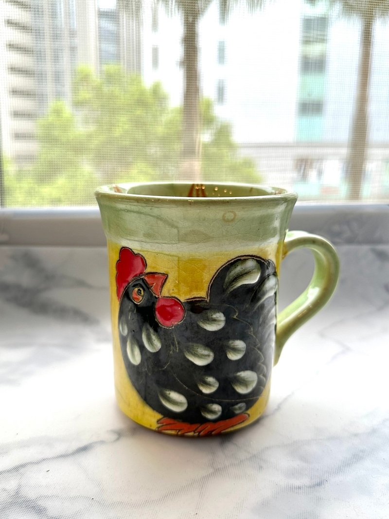 European hand painted rooster ceramic mug - Mugs - Porcelain 