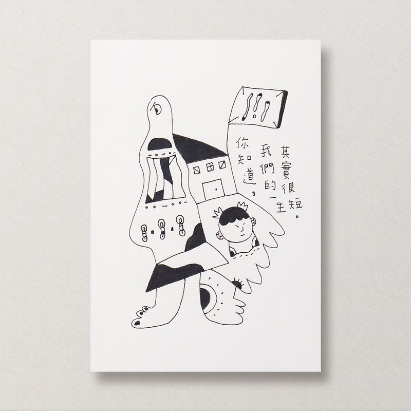 【Monster #45 Chi】Hand-drawn card/original drawing manuscript - Cards & Postcards - Paper Black