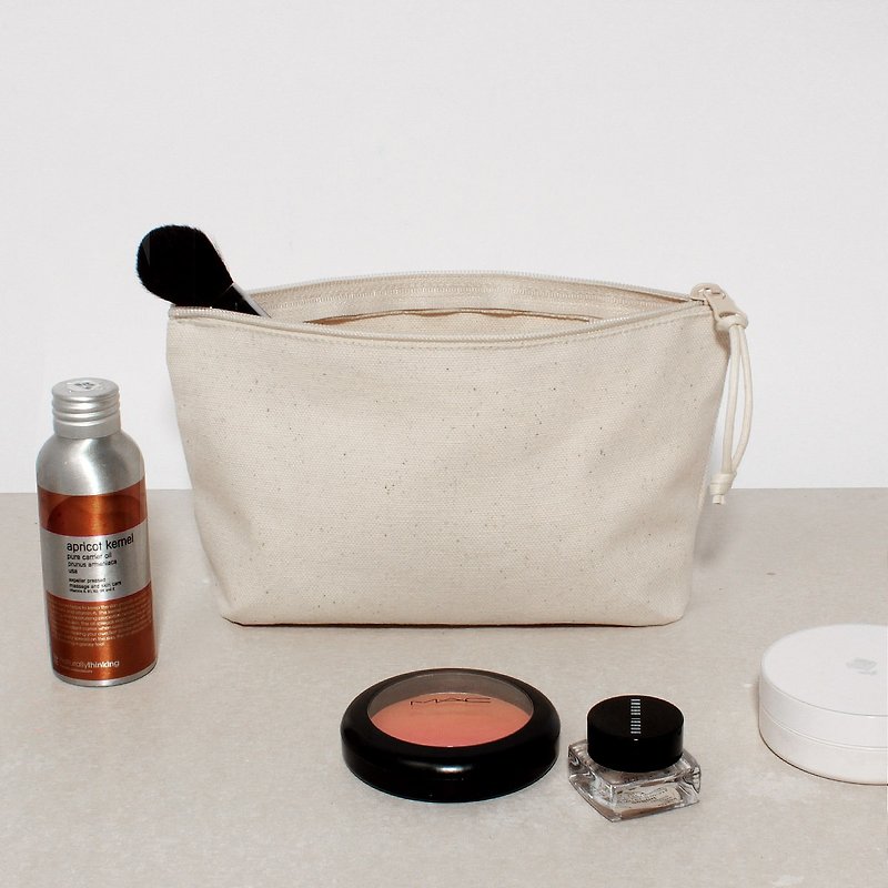 [Custom text] natural style cosmetic bag 4 kinds of specifications - กระเป๋าเครื่องสำอาง - ผ้าฝ้าย/ผ้าลินิน ขาว