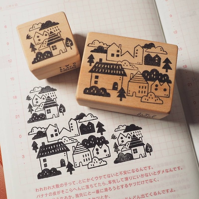 【小屋系列】小市鎮(A及B款) 手刻膠版印章 - 印章/印台 - 橡膠 