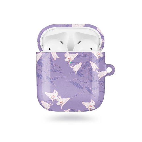 AirPods本体 ラベンダー色 絶妙な”くすみ”ラベンダーパープルのAirPods Pro用レザーケース