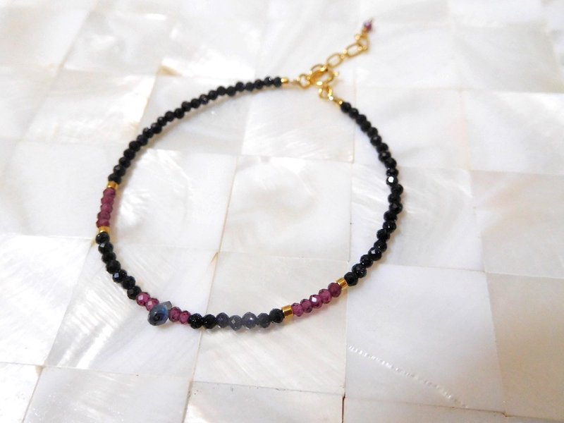 14k gold amethyst Stone Stone length can be customized - สร้อยข้อมือ - โลหะ สีดำ