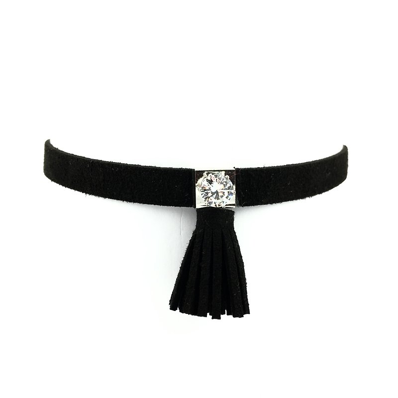 Silver tassel necklace - สร้อยคอ - วัสดุอื่นๆ สีดำ