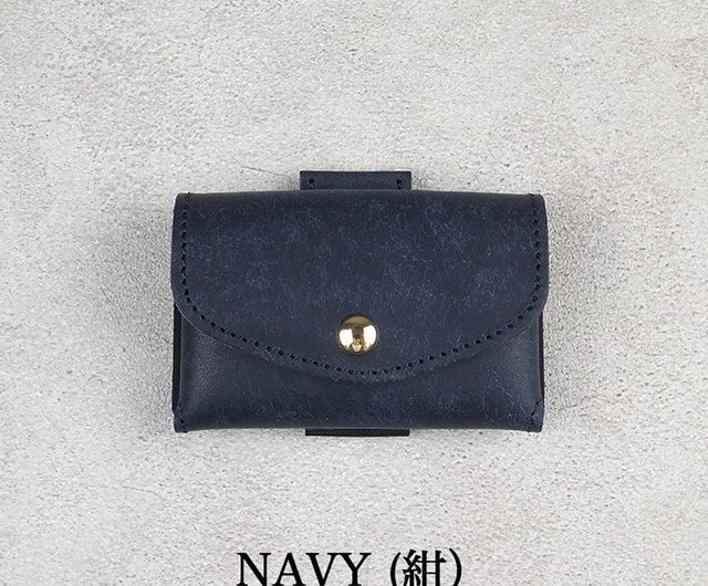 TAH Half Moon Leather Coin Purse Wallet Marine BlueITAH