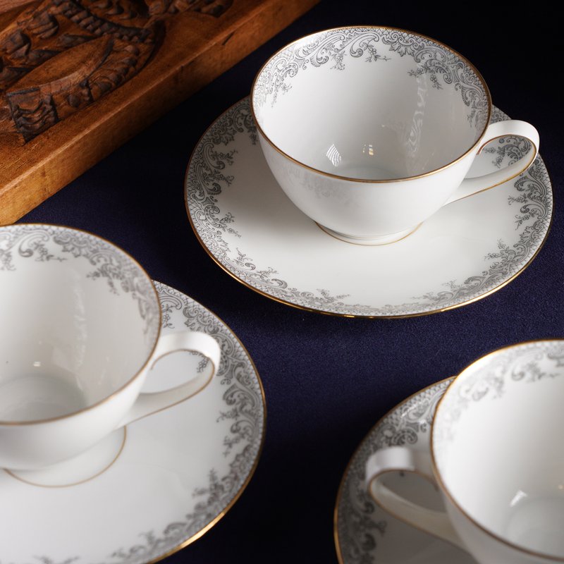 德國獅牌Hutschenreuther茛苕葉咖啡杯/茶杯組 - 茶壺/茶杯/茶具 - 陶 白色