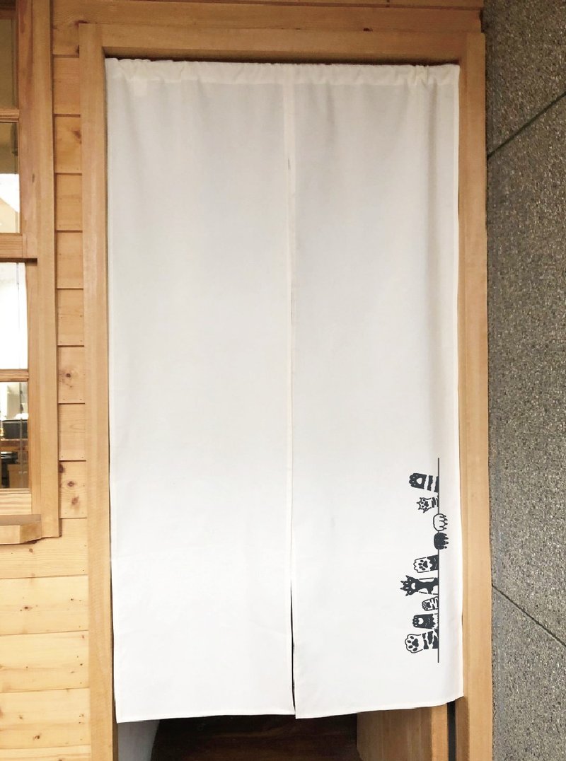 (Multi-color custom area) Cat Palm-Organic Cotton Silk Printing Japanese-style Chinese Door CurtainOrganic Cotton - Doorway Curtains & Door Signs - Cotton & Hemp White