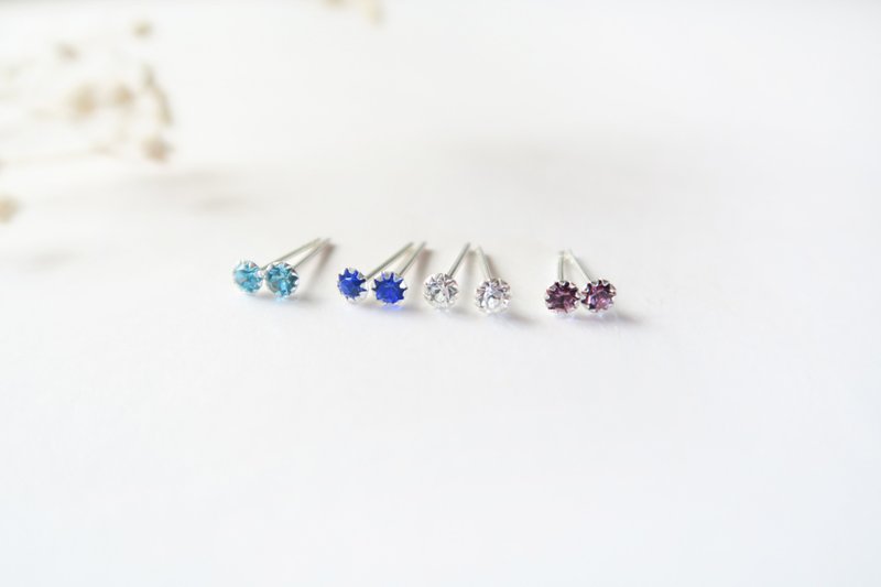 * Light Silver earrings Series - Meteor water Zuan Prong sterling silver earrings (four-color) gift / Valentine's Day / friends / girlfriends - ต่างหู - กระดาษ หลากหลายสี