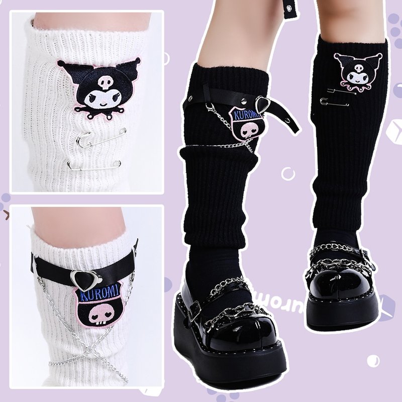 Original Sanrio SANRIO authorized Coolomi love buckle with pin and chain style knitted socks JJ5064 - ถุงเท้า - เส้นใยสังเคราะห์ 