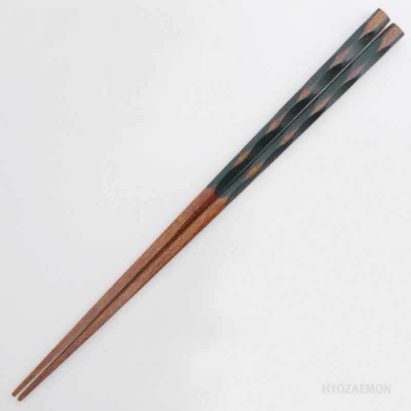 Hyozaemon chopsticks, horned tips and tortoiseshell carvings, blue, large 23.5cm, red, medium 21.5cm - Chopsticks - Wood 