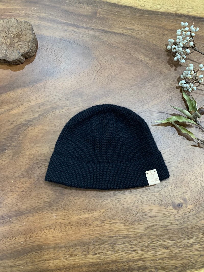 Handmade beanies. . Polar night black. A short unisex basic. Sailor cap. Watermelon hat. - Hats & Caps - Wool 