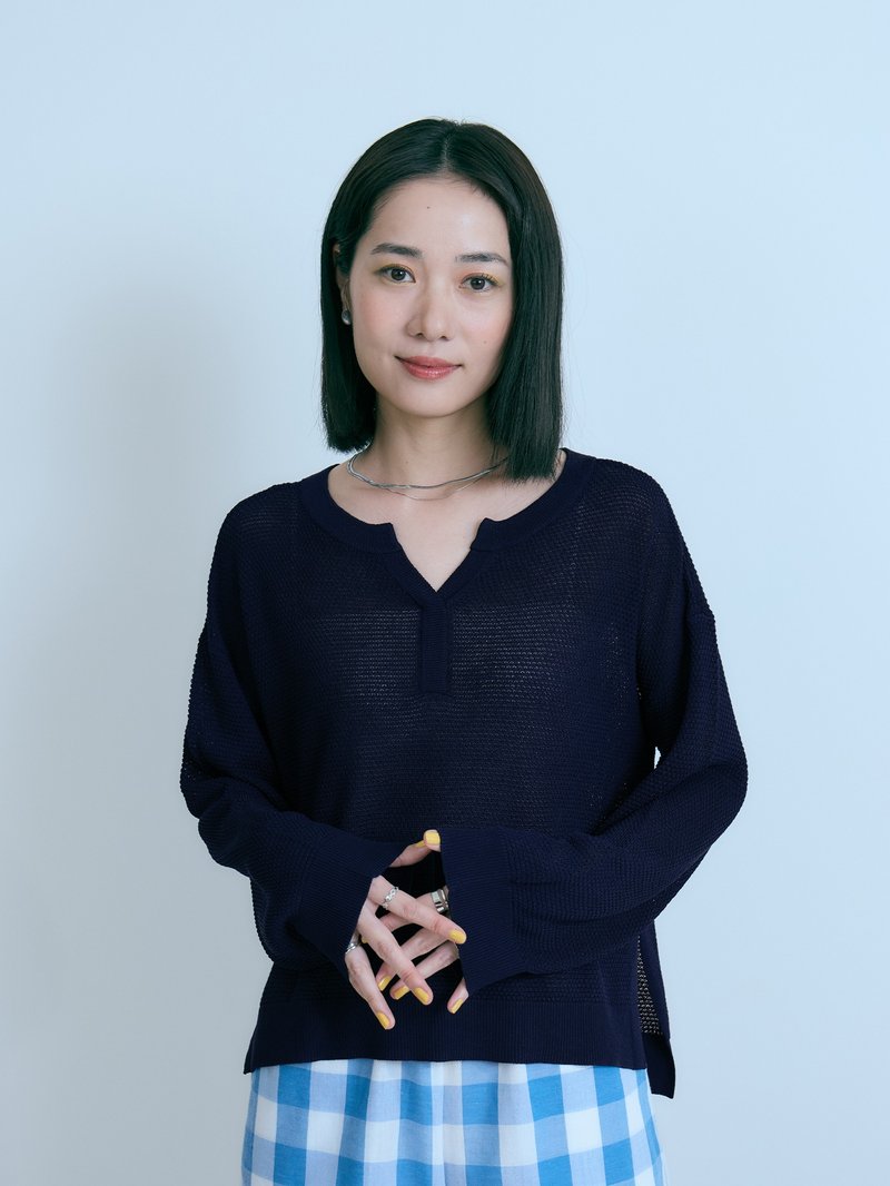 春眠谷口針織長袖罩衫-夜遊曲 - 女毛衣/針織衫 - 其他人造纖維 藍色