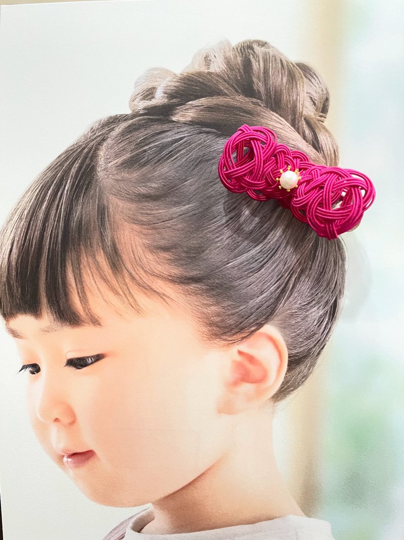 【日本伝統】mizuhiki  お子様用水引ヘアピン ご縁を結ぶ水引* - 髮圈/髮夾 - 紙 粉紅色