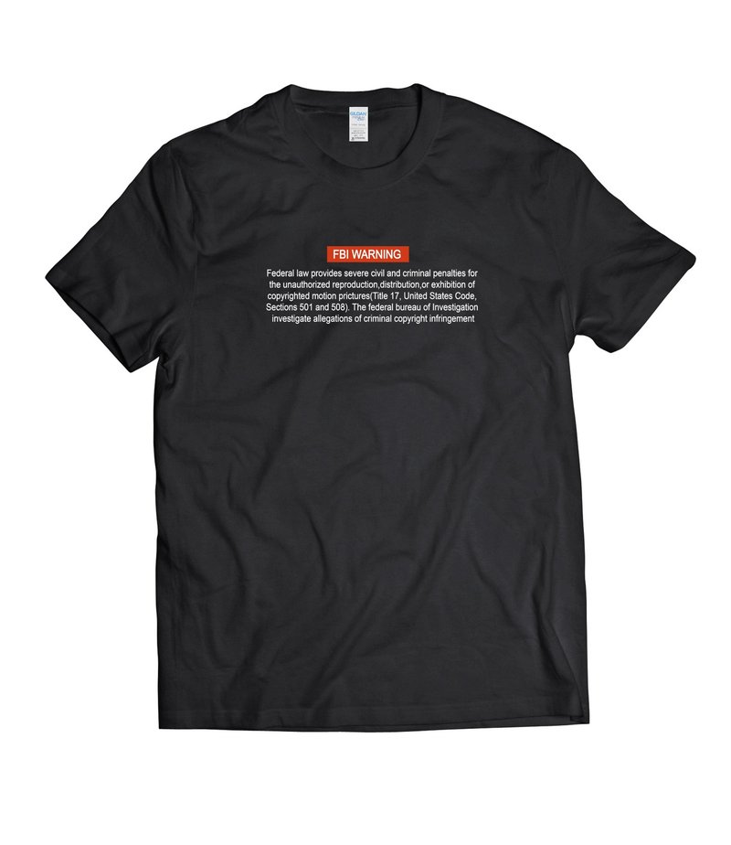 FBI警告-T-shirt 白/黑/灰/藏青 - 男 T 恤 - 棉．麻 多色