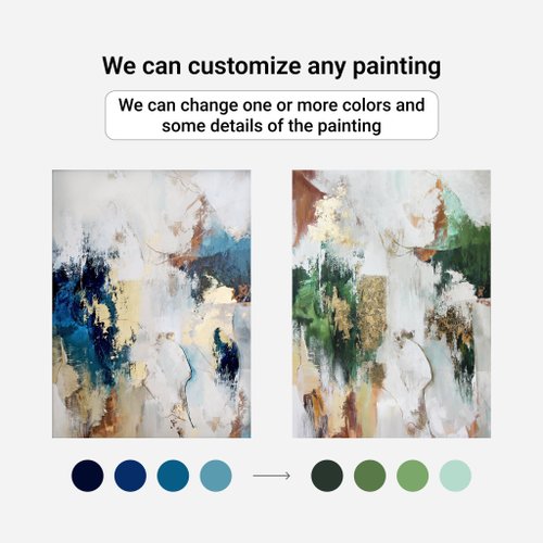 青と緑の抽象アクリル画 アクリル画 青緑色の抽象画 『森の向こう側』 - メルカリ