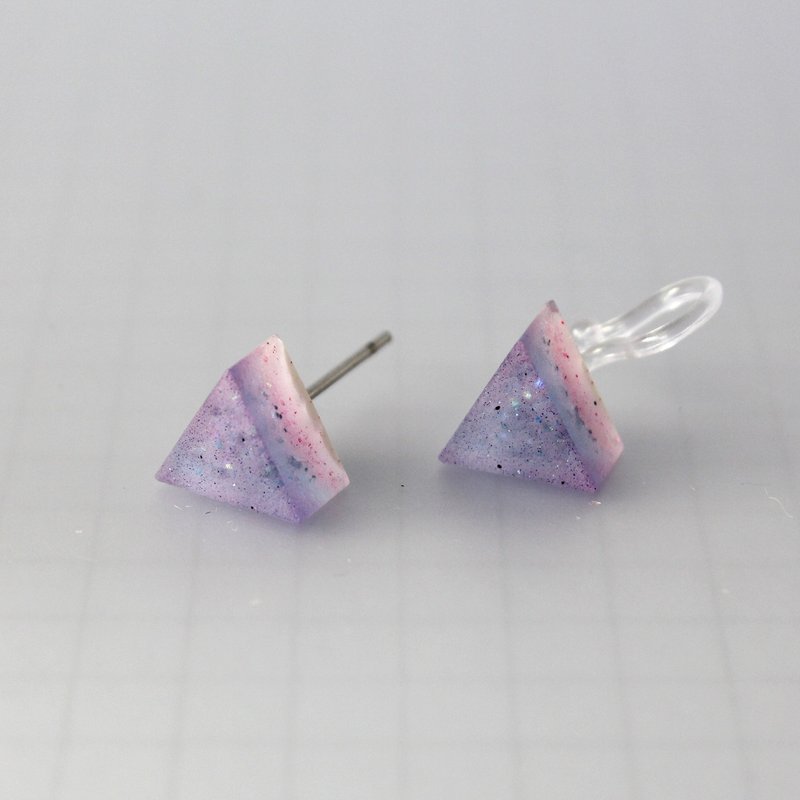 Triangle Resin Earring / Pail Lilac / Single stud - Earrings & Clip-ons - Resin Purple