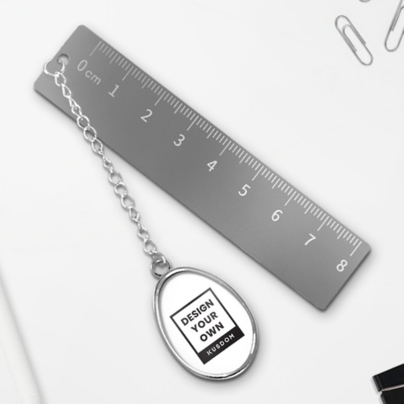 【Customized Gift】Creative Short Ruler Pendant Bookmark丨Bookmark Ruler丨Valentine's Day/Birthday Gift - Bookmarks - Other Metals White