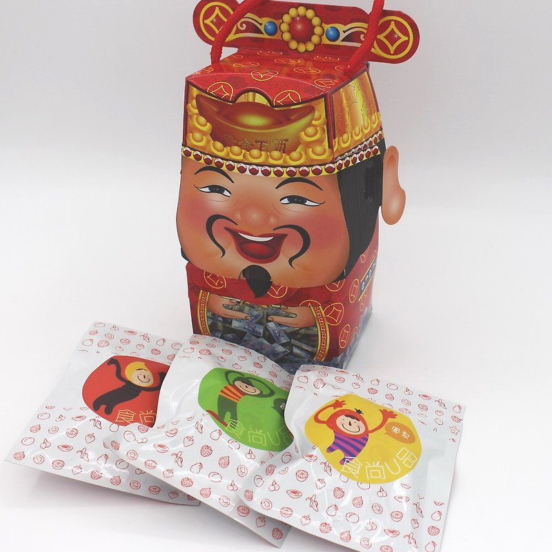小禮物/伴手禮 ，(堅果口味)財神爺水果乾禮盒，含 3包小包裝水果乾 - 水果乾 - 新鮮食材 