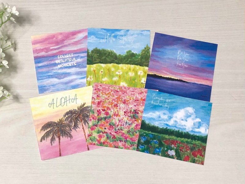 6/ Daily, bycolaa oil pastel postcards (Set of 6) - การ์ด/โปสการ์ด - กระดาษ 