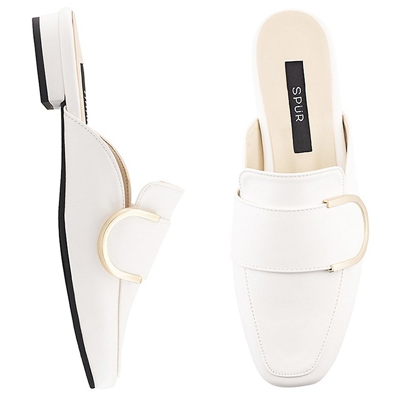 PRE-ORDER SPUR  Chamant bloafer  PS8014 WHITE - รองเท้าลำลองผู้หญิง - หนังเทียม ขาว