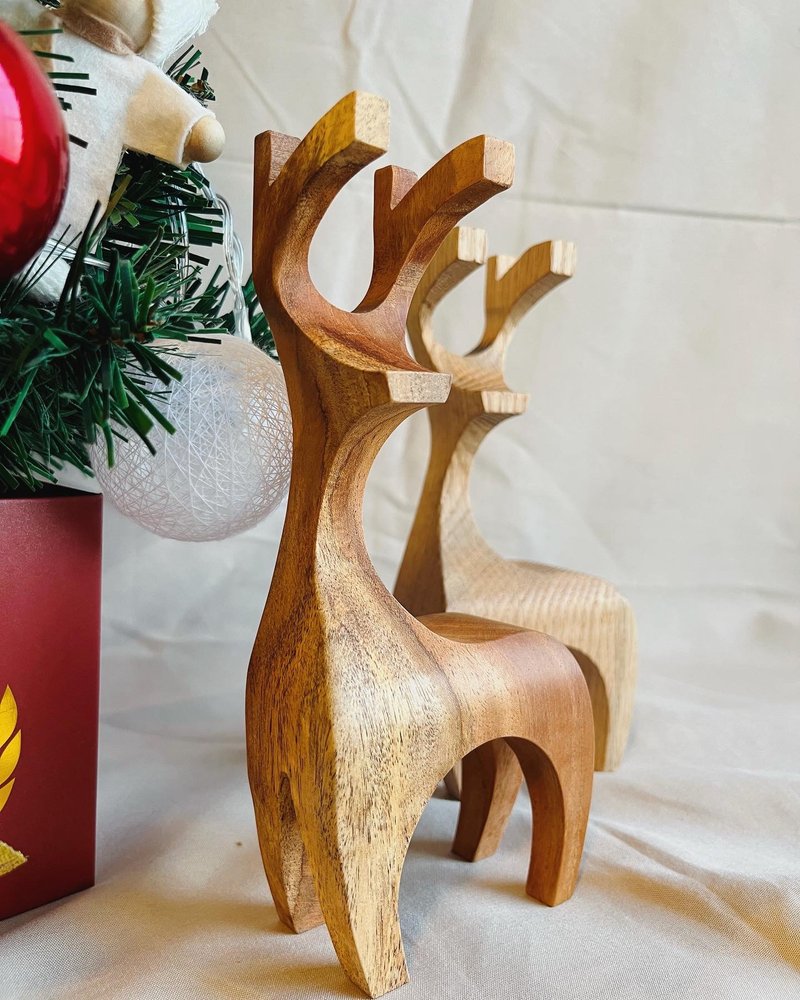 Wooden Special Tune-Fu Lu/Christmas Gift/ Elk/Exchanging Gifts/Home Decoration - ของวางตกแต่ง - ไม้ 