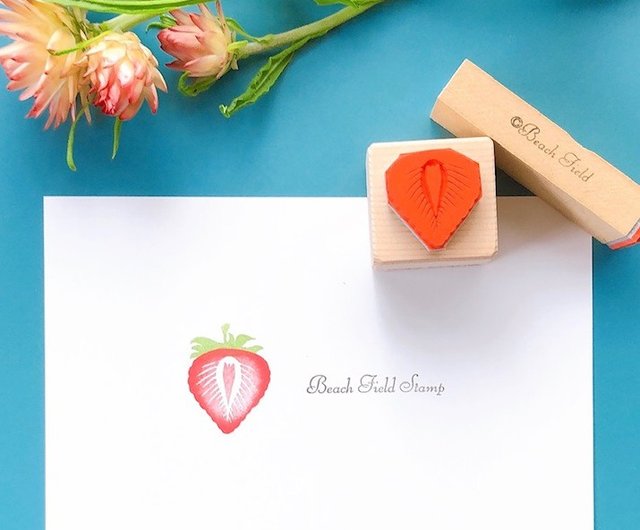 Strawberry Rubber Stamp Garden Fruit Stamp Botanical Plant