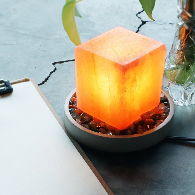 Clear water mold I Small Rose Gold I Fortune-enhancing base (including colorful Stone) I Salt lamp - Lighting - Other Materials Orange