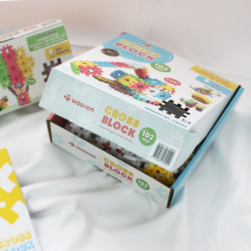 WOOHOO CROSS BLOCK Heart Building Blocks-204pcs [Free bunch pockets x2] (102pcs two pieces) - ของเล่นเด็ก - พลาสติก หลากหลายสี