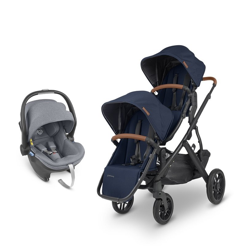 台灣宅配【UPPAbaby】【雙寶推車提籃】VISTA V2海軍藍+藍灰提籃1 - 嬰兒車/嬰兒推車 - 其他材質 藍色