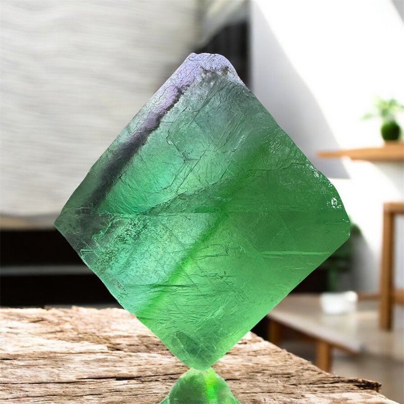 Natural Rare Super Large Grain Huge Fluorite Octahedron Energy Raw Ore Raw Stone - ของวางตกแต่ง - เครื่องประดับพลอย สีเขียว