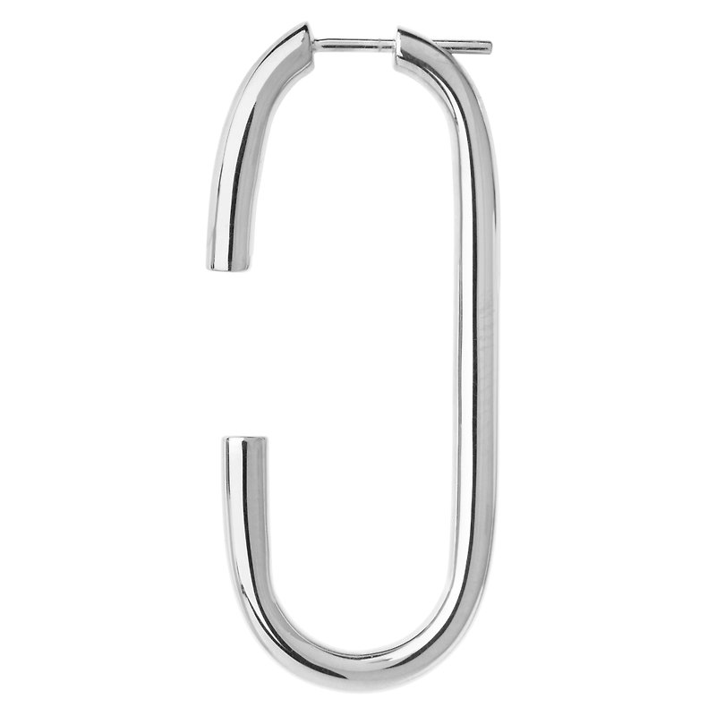 Vertical large paper clip earrings - ต่างหู - เงินแท้ 
