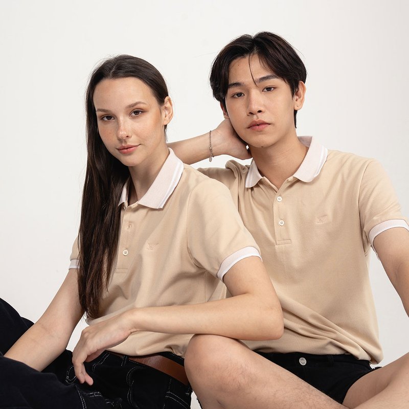 POLO // cream // unisex - 男 T 恤 - 聚酯纖維 卡其色