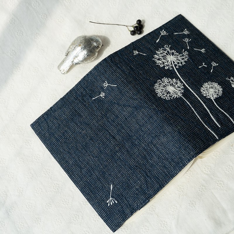 [LifeComic] Dandelion's travel embroidery hand account cover book jacket student gift notebook - Notebooks & Journals - Cotton & Hemp Blue