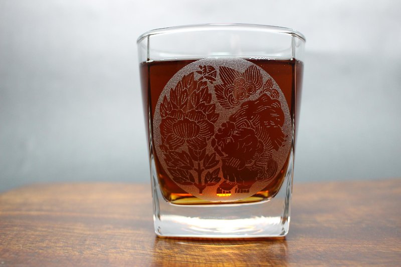 獅子に牡丹　ロックグラス - グラス・コップ - ガラス 