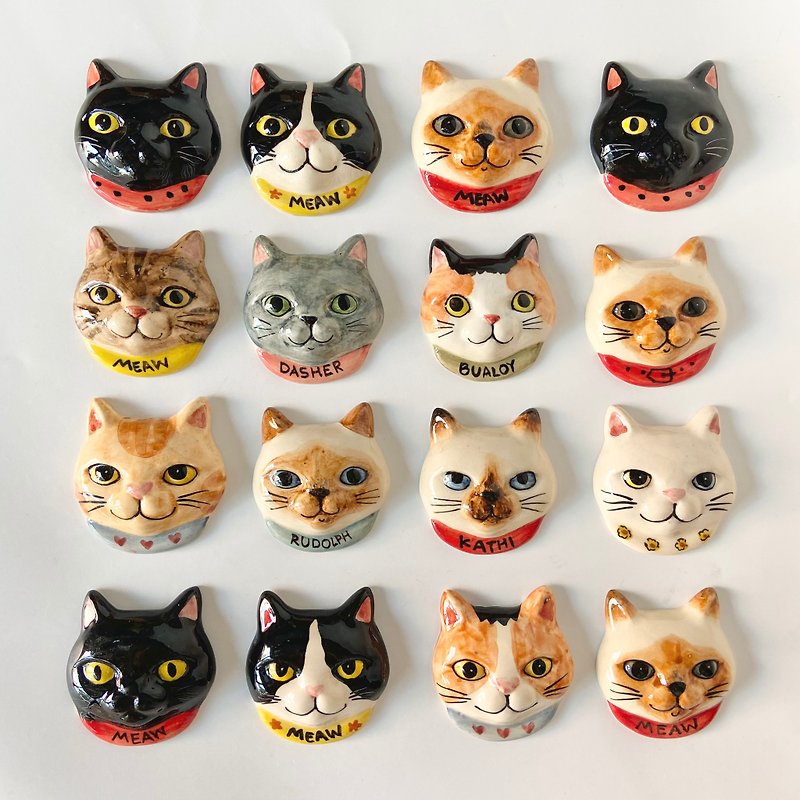 (CUSTOM MADE) Cat ceramic magnet - 其他小家電 - 陶 多色