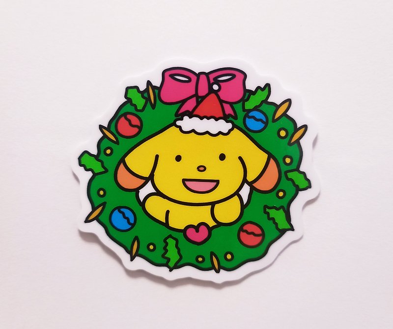 [Christmas boutique stickers] 2022 ice cream dog illustration Christmas wreath stickers (spot) - สติกเกอร์ - กระดาษ 