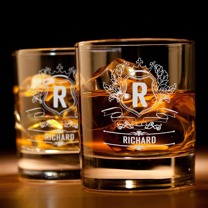 Customized Gifts | Customized Whiskey Pair Cups European Line Text Style Fun Gifts for Friends and Relatives - แก้วไวน์ - แก้ว 