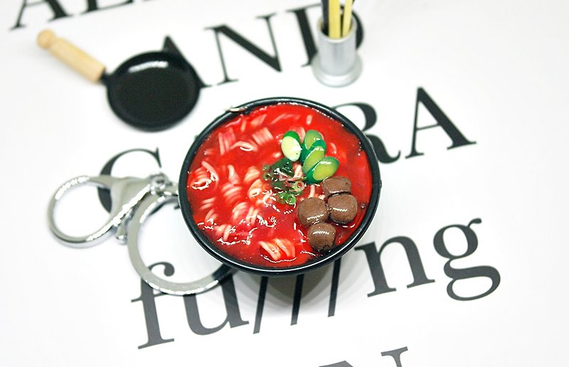 =>Clay Series-Super Spicy Rice Blood Bubble Face-Key Ring#Pendant#Bag Accessories-Limit*1 - ที่ห้อยกุญแจ - ดินเหนียว สีแดง