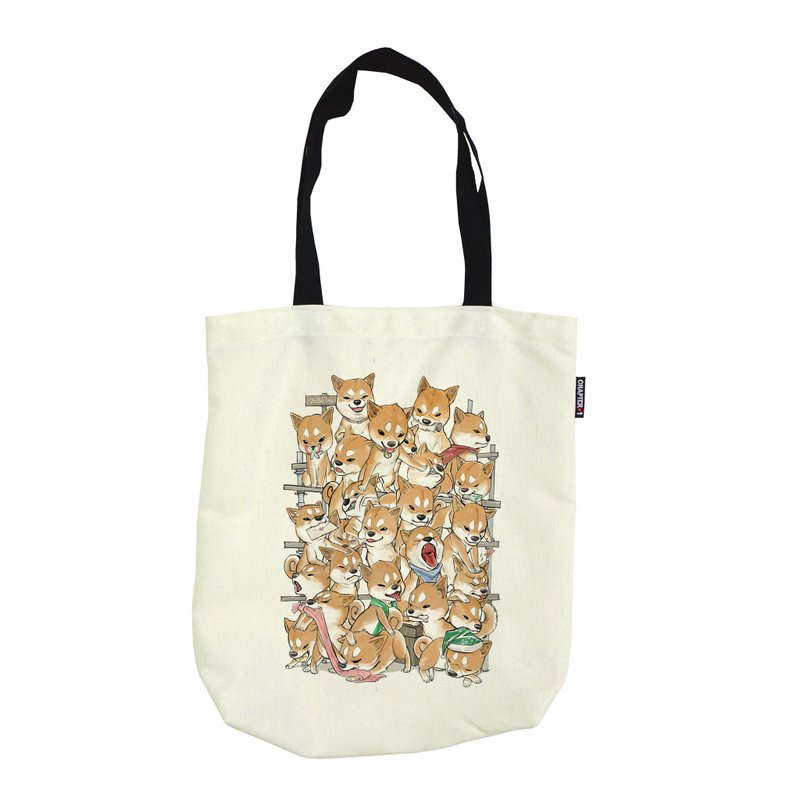 Shiba family Foldable shoulder bag Canvas Reduce global warming - 其他 - 塑膠 黑色