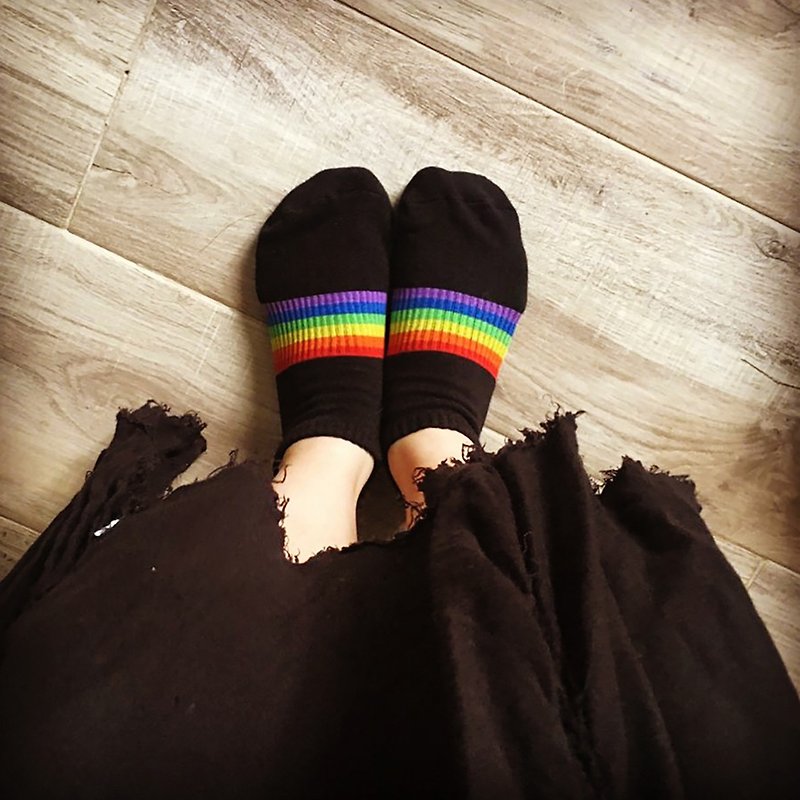 六色彩虹棉質毛巾短襪 - 襪子 - 棉．麻 多色