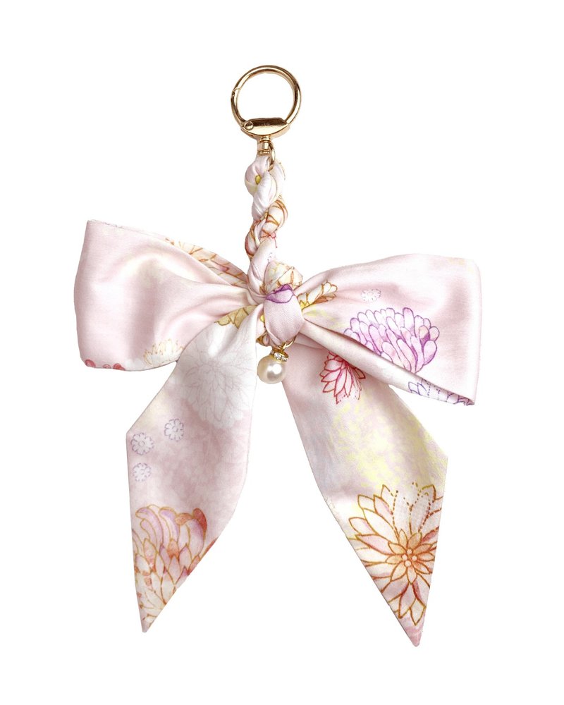 【LADY】Silk scarf strap bow lock small charm Kyoto Xuan Tianxiang handmade gift - Keychains - Silk Pink