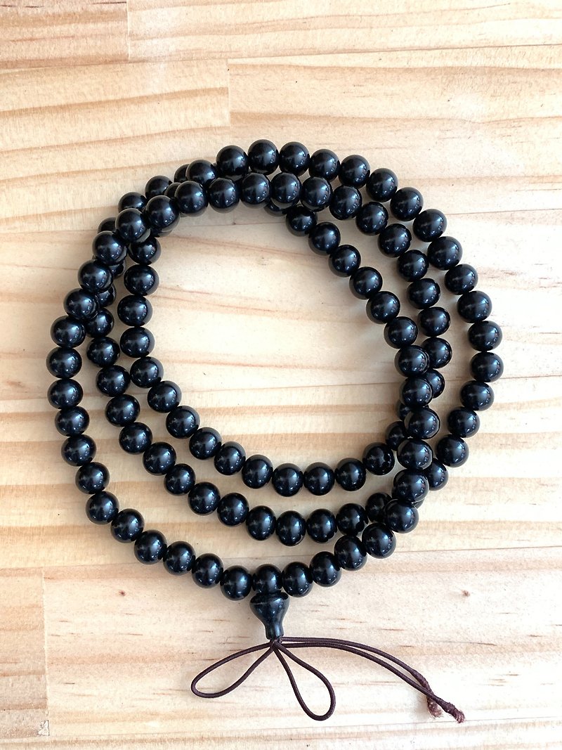 CYPRESS black horn 108 beads - สร้อยคอ - ไม้ สีนำ้ตาล