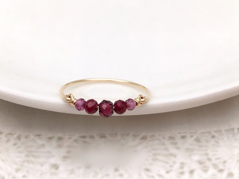 garnet and ruby ​​wire ring - General Rings - Gemstone Red