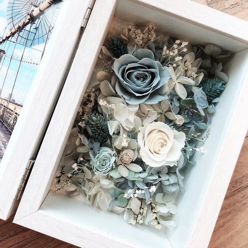 Eternal life frame flower frame birthday gift Valentine's day eternal flower mother's day gift thank you gift - ของวางตกแต่ง - พืช/ดอกไม้ สึชมพู