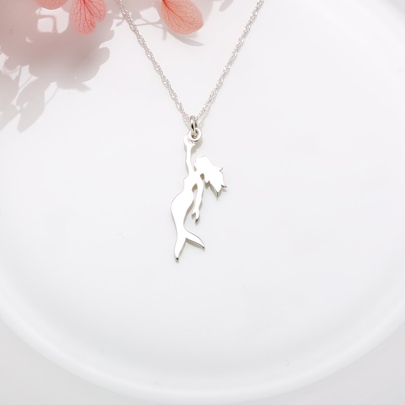 【Angel & Me】Lucky Mermaid tail s925 sterling silver necklace Valentine Day gift - สร้อยคอ - เงินแท้ สีเงิน